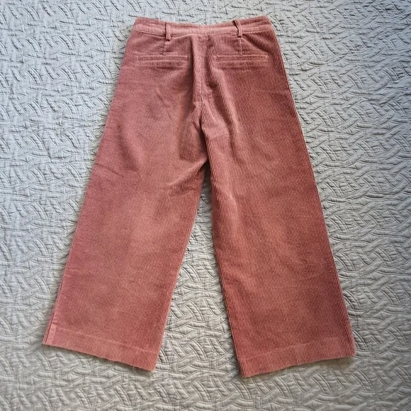 ZARA High Waist Corduroy Culotte Pant Womens S Pink Wide Leg Cropped - Picture 7 of 11